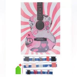 Pink and Black Guitar Diamond Art Kit TikTok Viral
